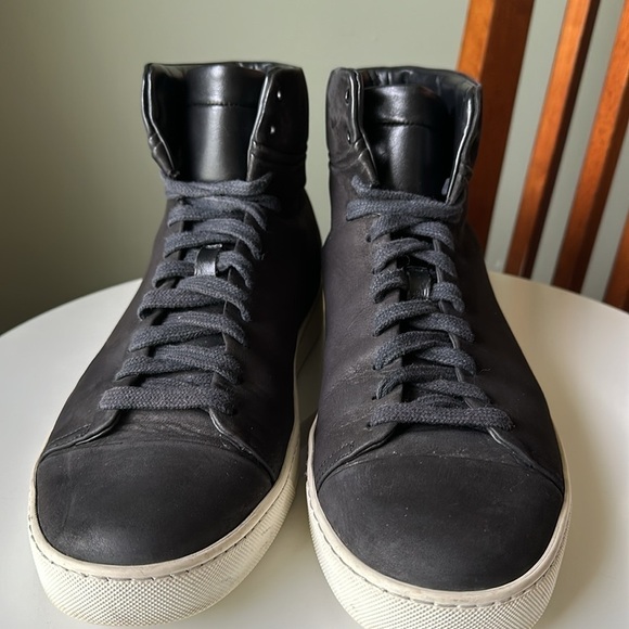 John Elliott Calfskin Leather High Top Sneakers - Picture 3 of 14